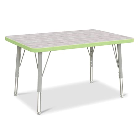 Jonti-Craft Berries Rectangle Activity Table, 24 in. x 36 in., E-height, Driftwood Gray/Key Lime/Gray 6478JCE451